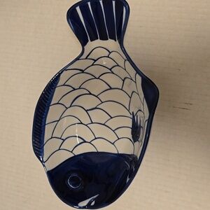 Blue Fish-Shaped Dansk Ceramic Bowl